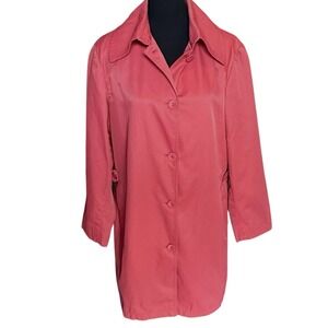 J‎ Jill Simply Unique Plus Size 1x Pink Midi Rain Jacket Lightweight Trench Coat